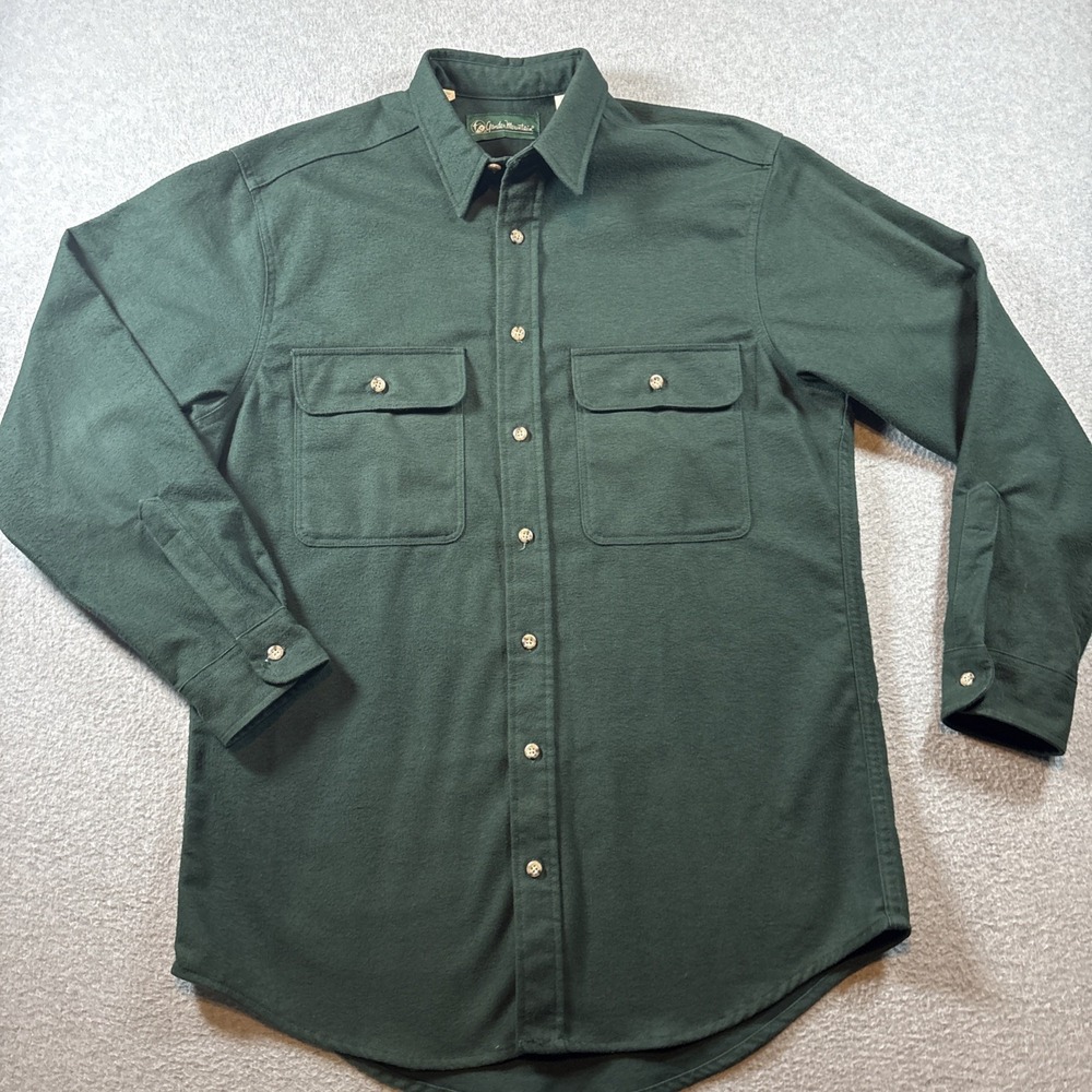 Vintage Gander Mountain Green Heavy Men's Flannel Sz LT 100% Cotton 2 Pocket